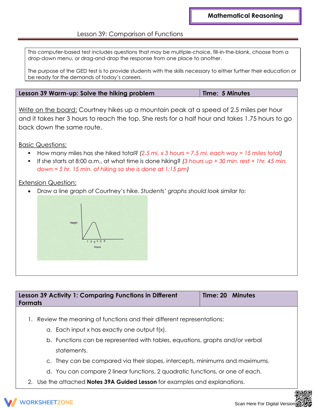 Comparison of Functions Worksheet - Page 2