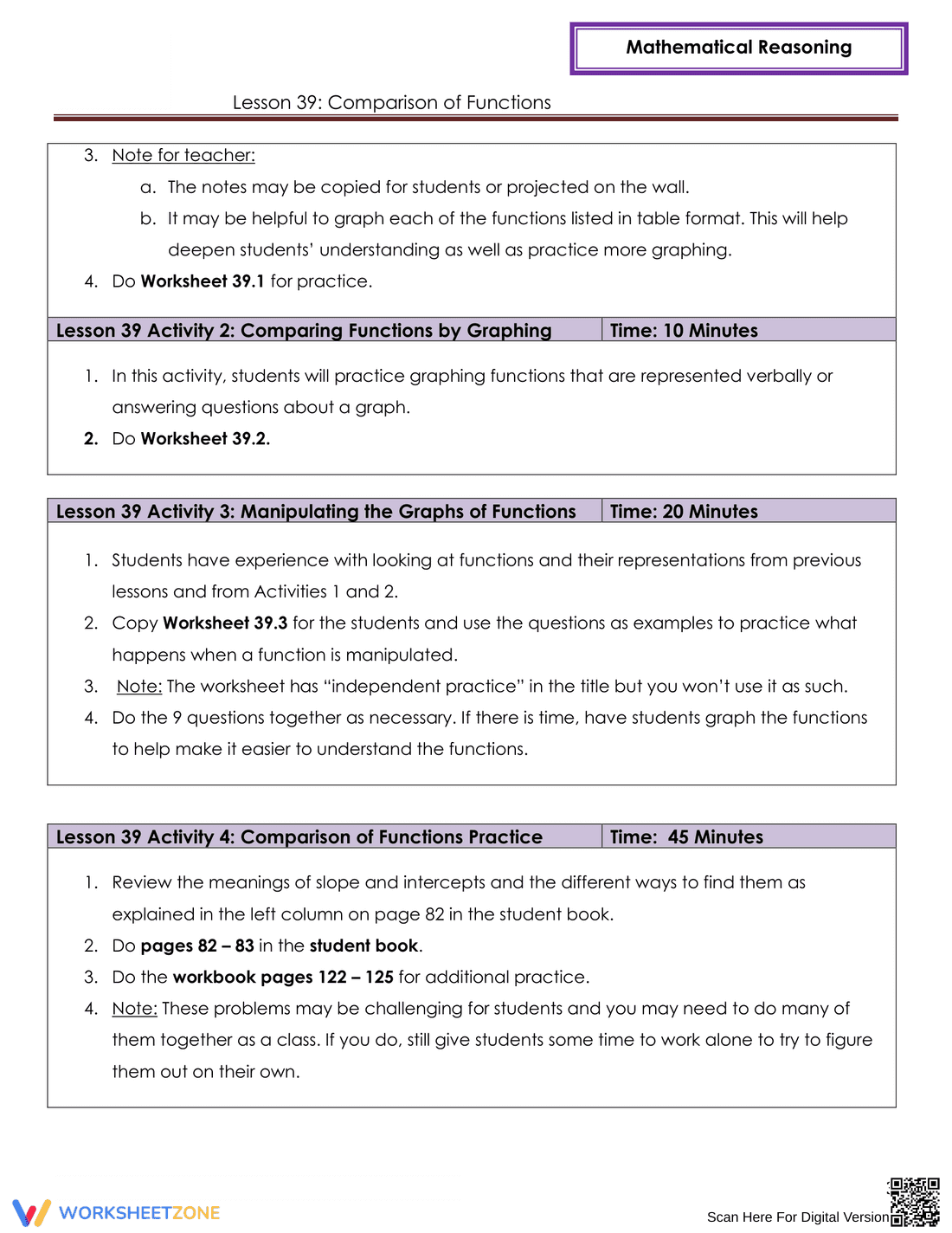 Comparison of Functions Worksheet - Page 3