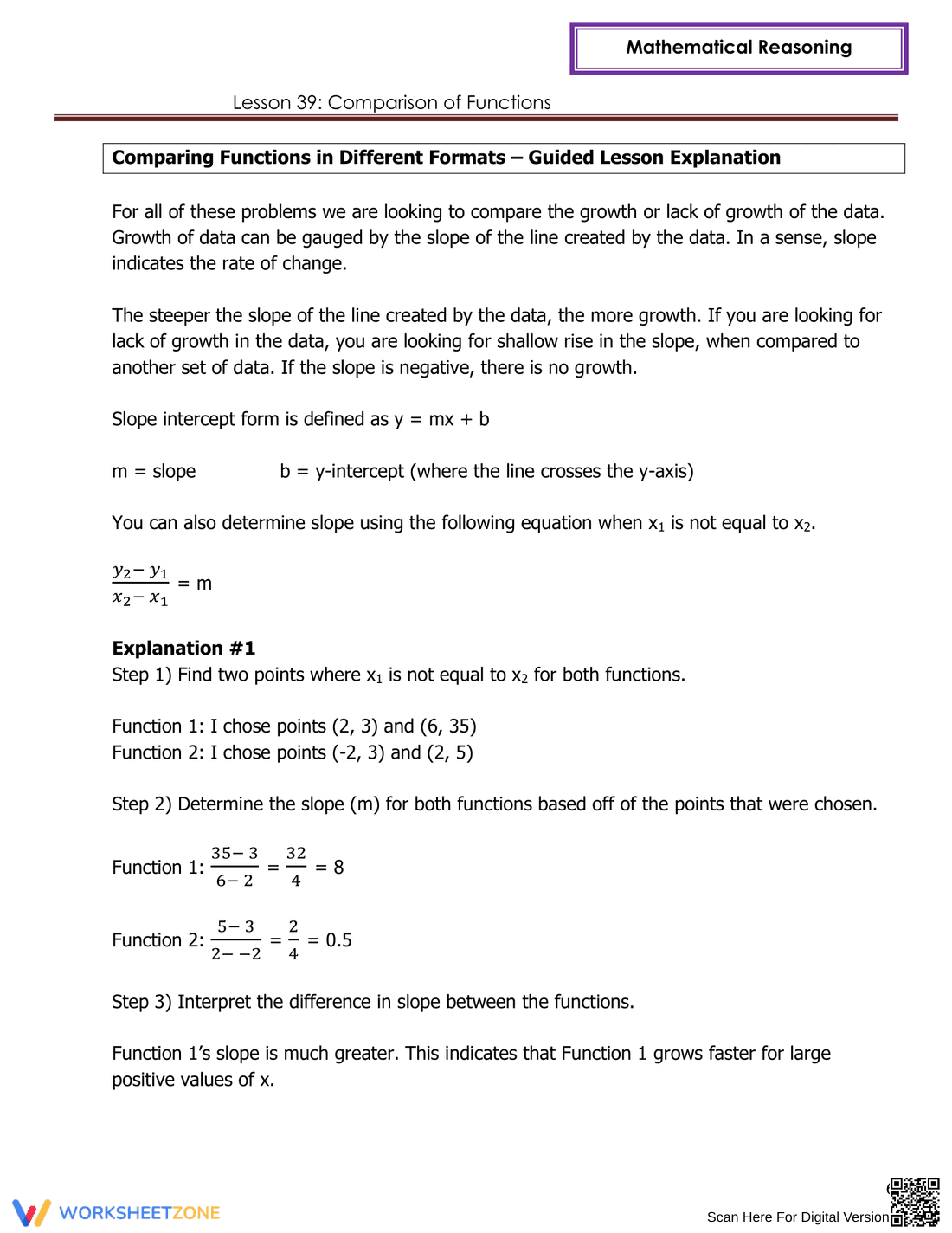 Comparison of Functions Worksheet - Page 6