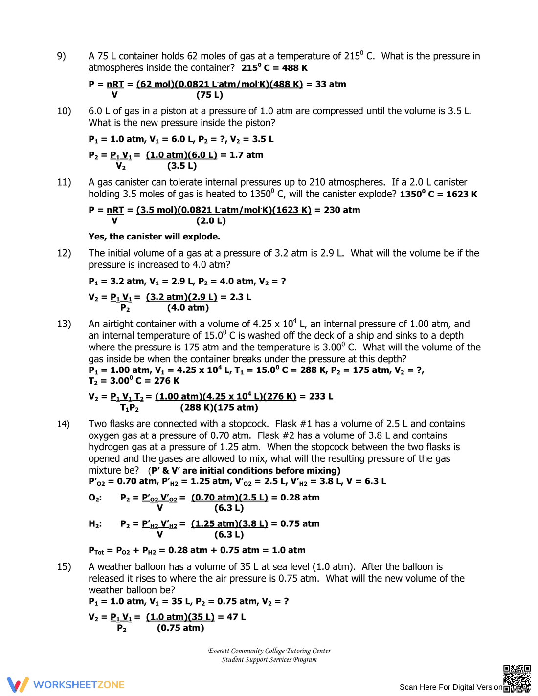 Mixed Gas Laws Worksheet - Page 6