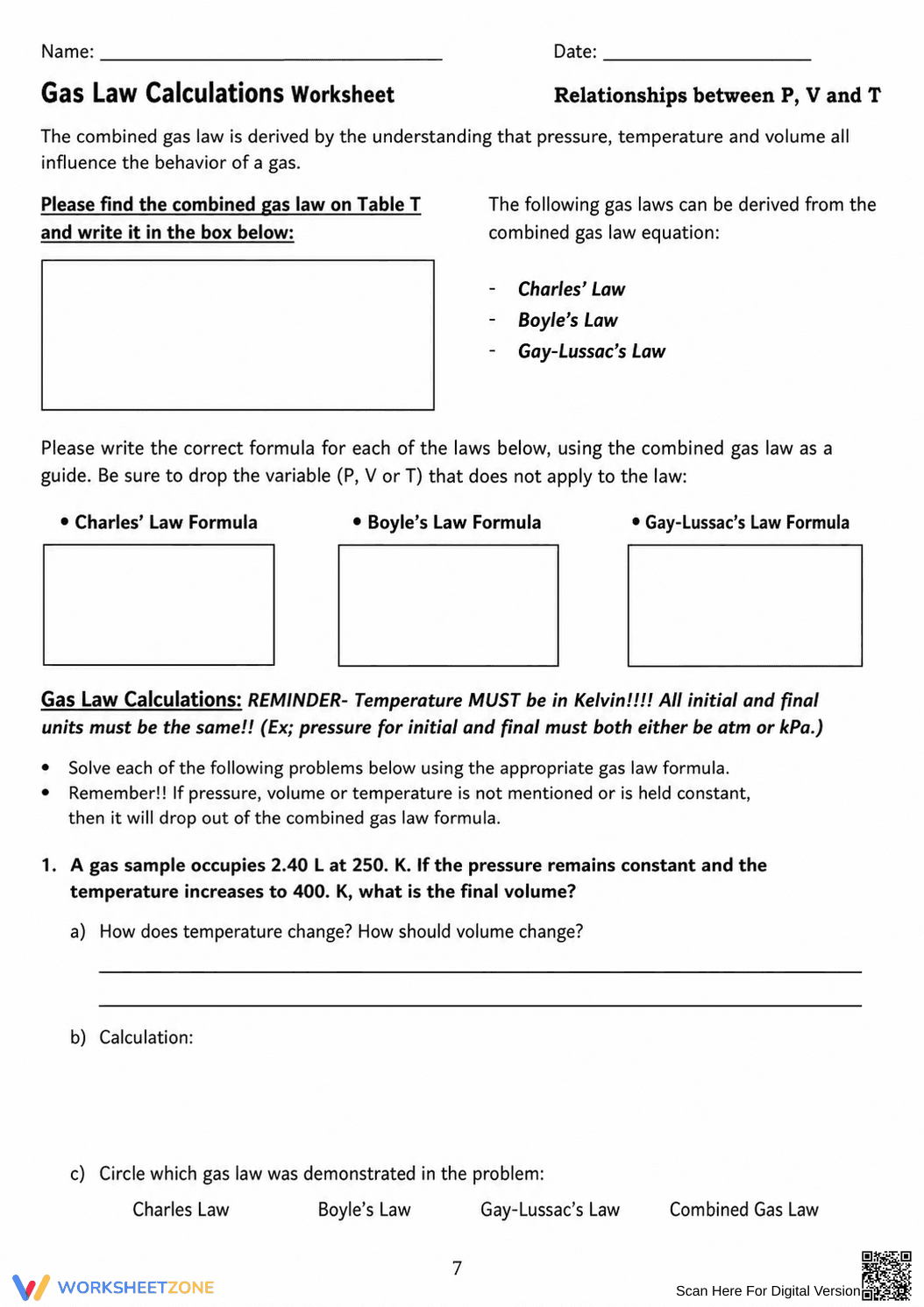 Gas Law Calculations Worksheet | Essential Chemistry - Page 2