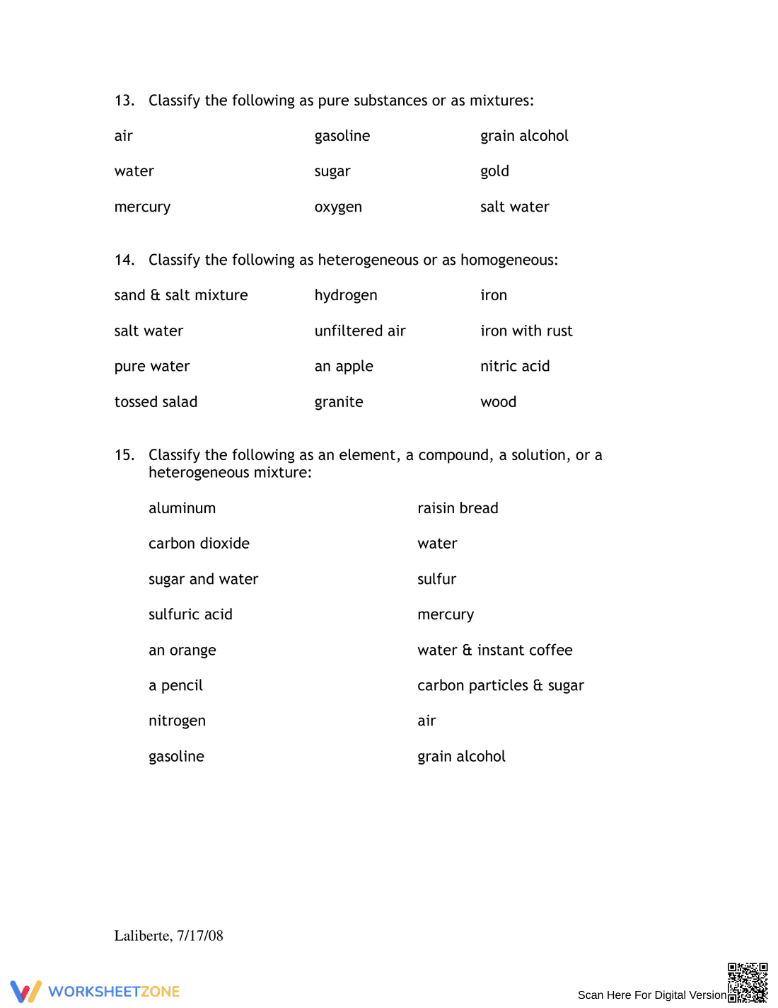 Updated Matter Classification Worksheet - Page 2