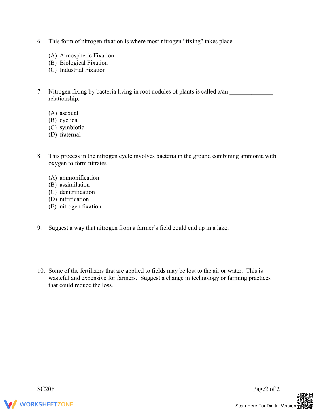 Nitrogen Cycle Worksheet 3 - Page 2