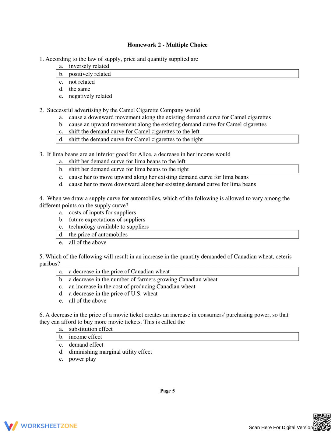 Supply and Demand Practice Worksheet - Page 5