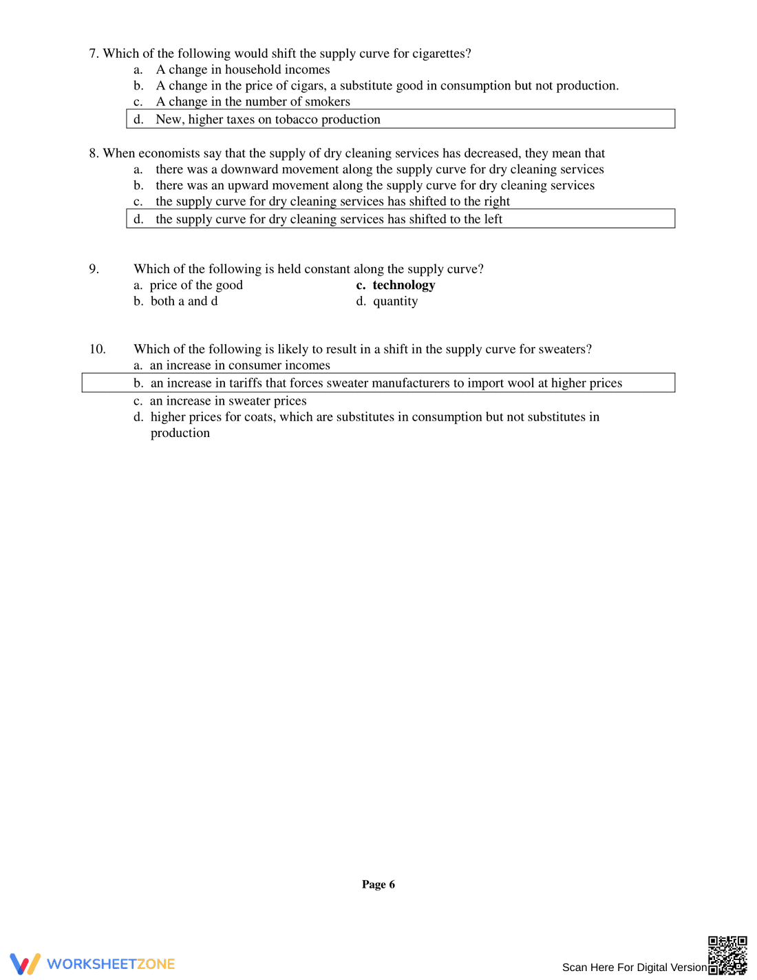 Supply and Demand Practice Worksheet - Page 6