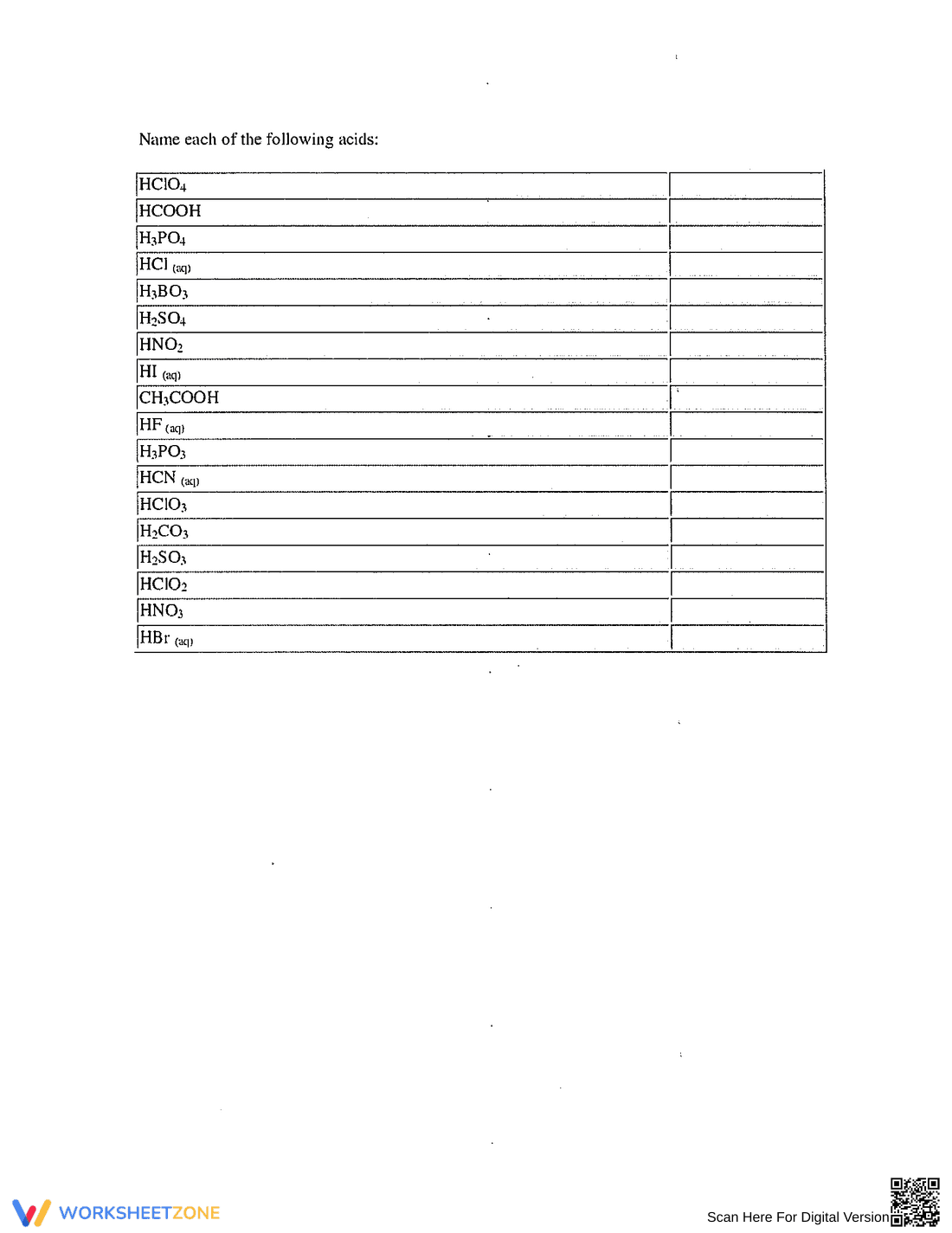 Naming Acids Worksheet - Page 2