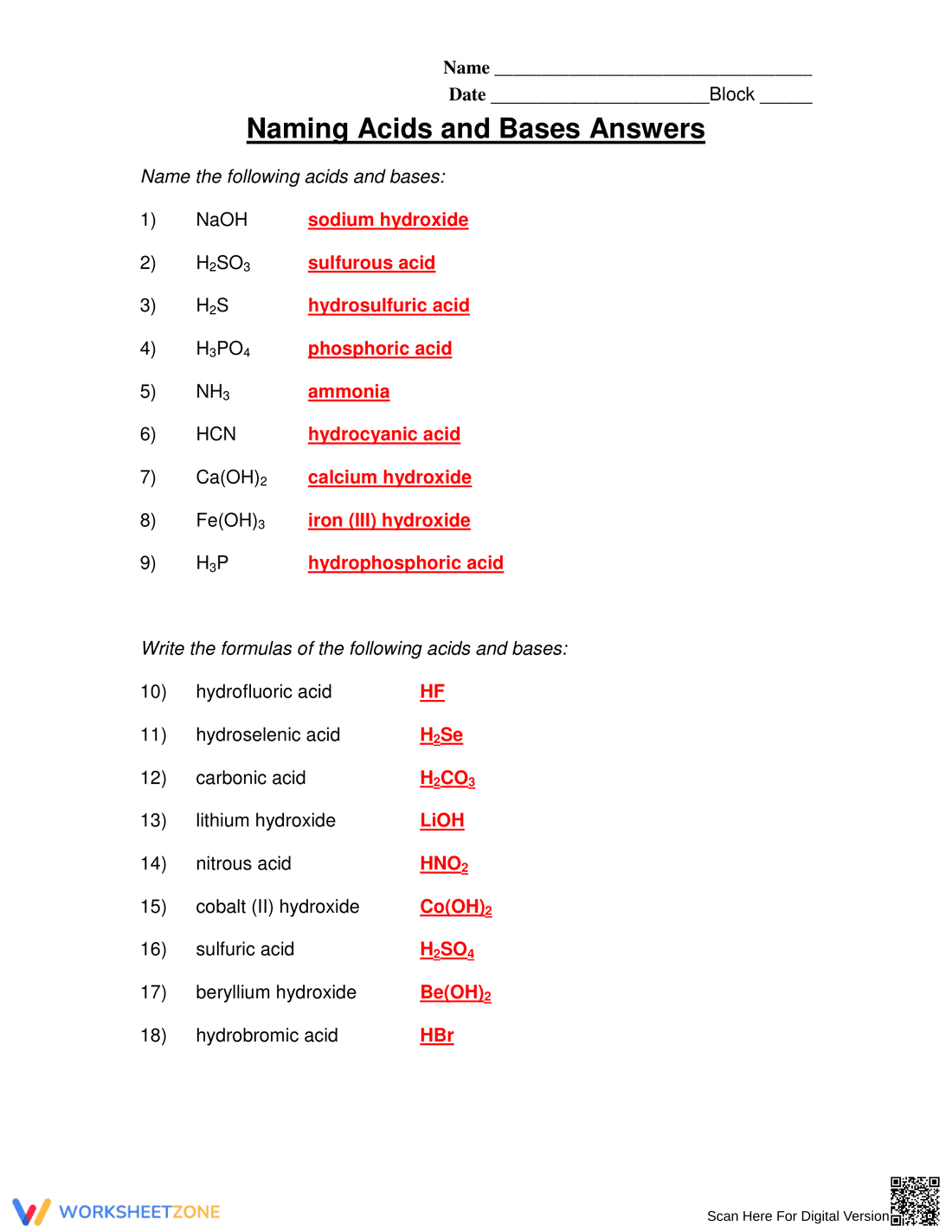 Naming Acids and Bases - Page 2