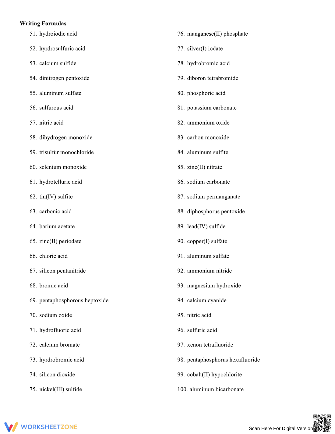 Practice Naming Acids - Page 2