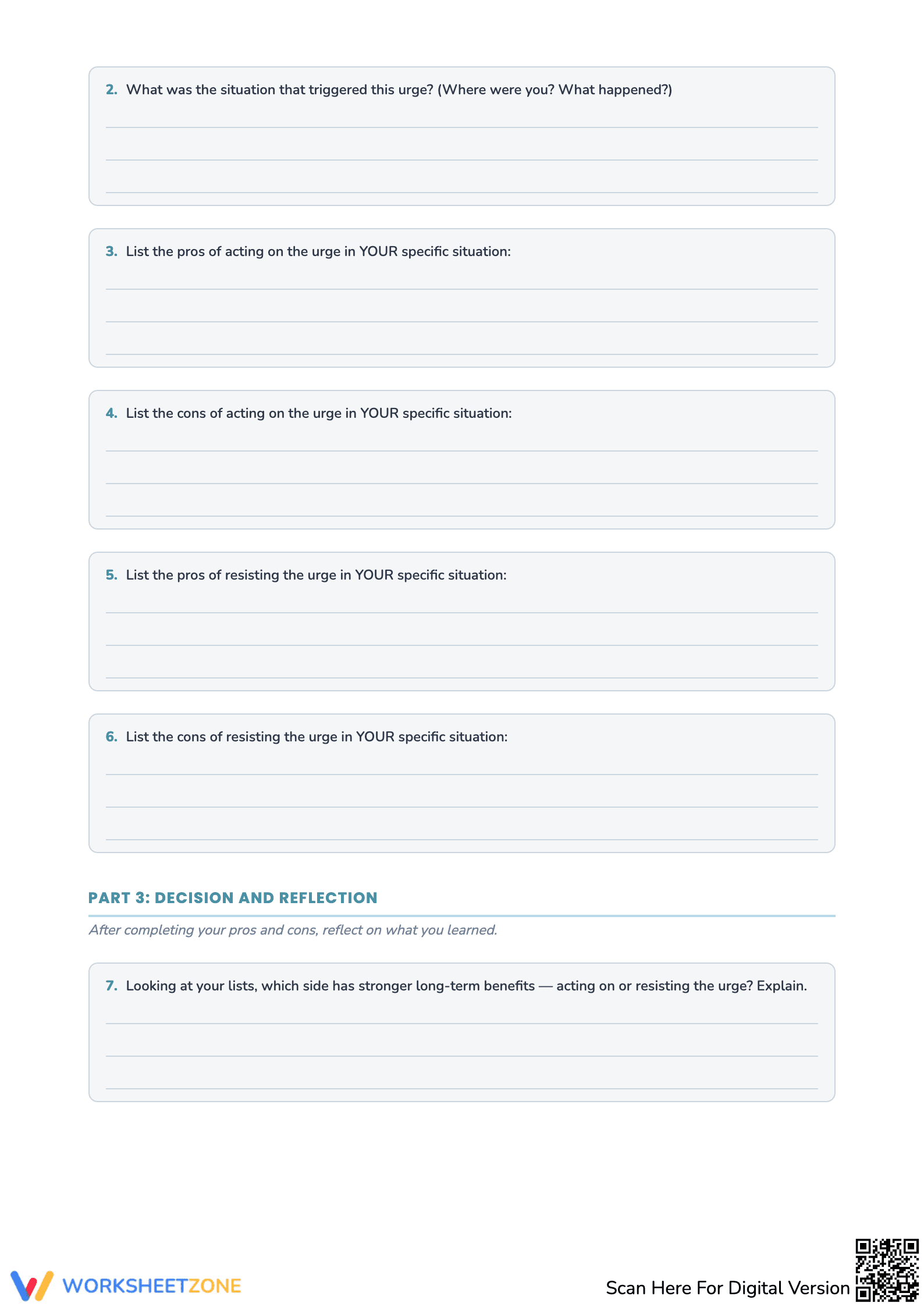 Worksheet: DBT Pros and Cons - Page 2