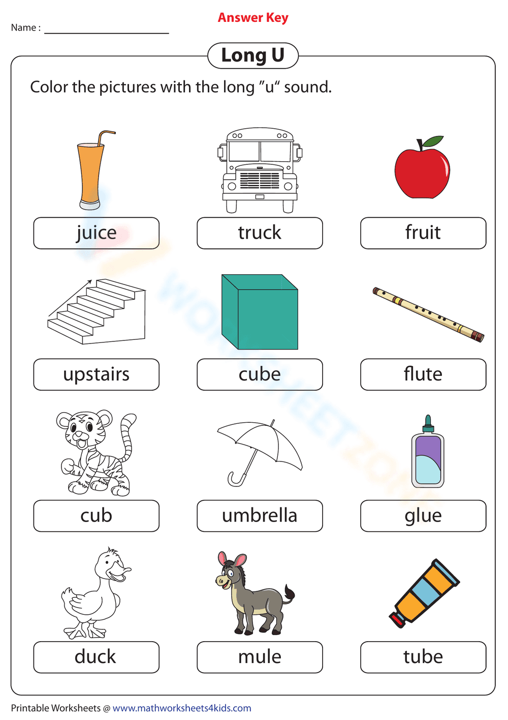 Coloring Long U Words - Page 2