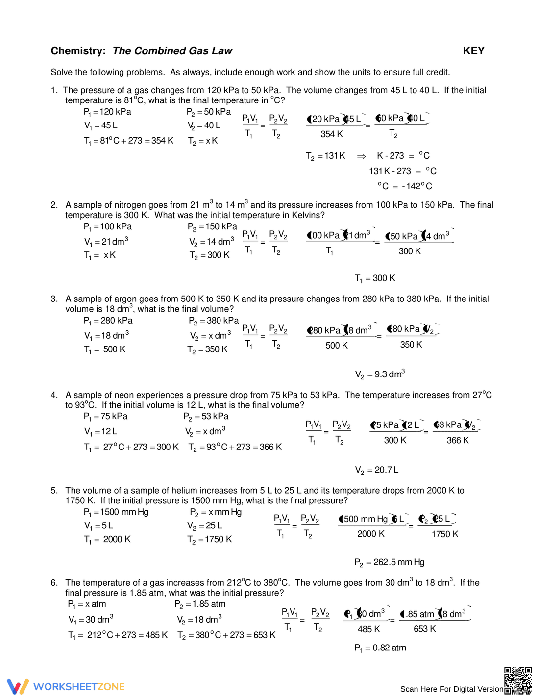 Chemistry: Combined Gas Law Practice - Page 2