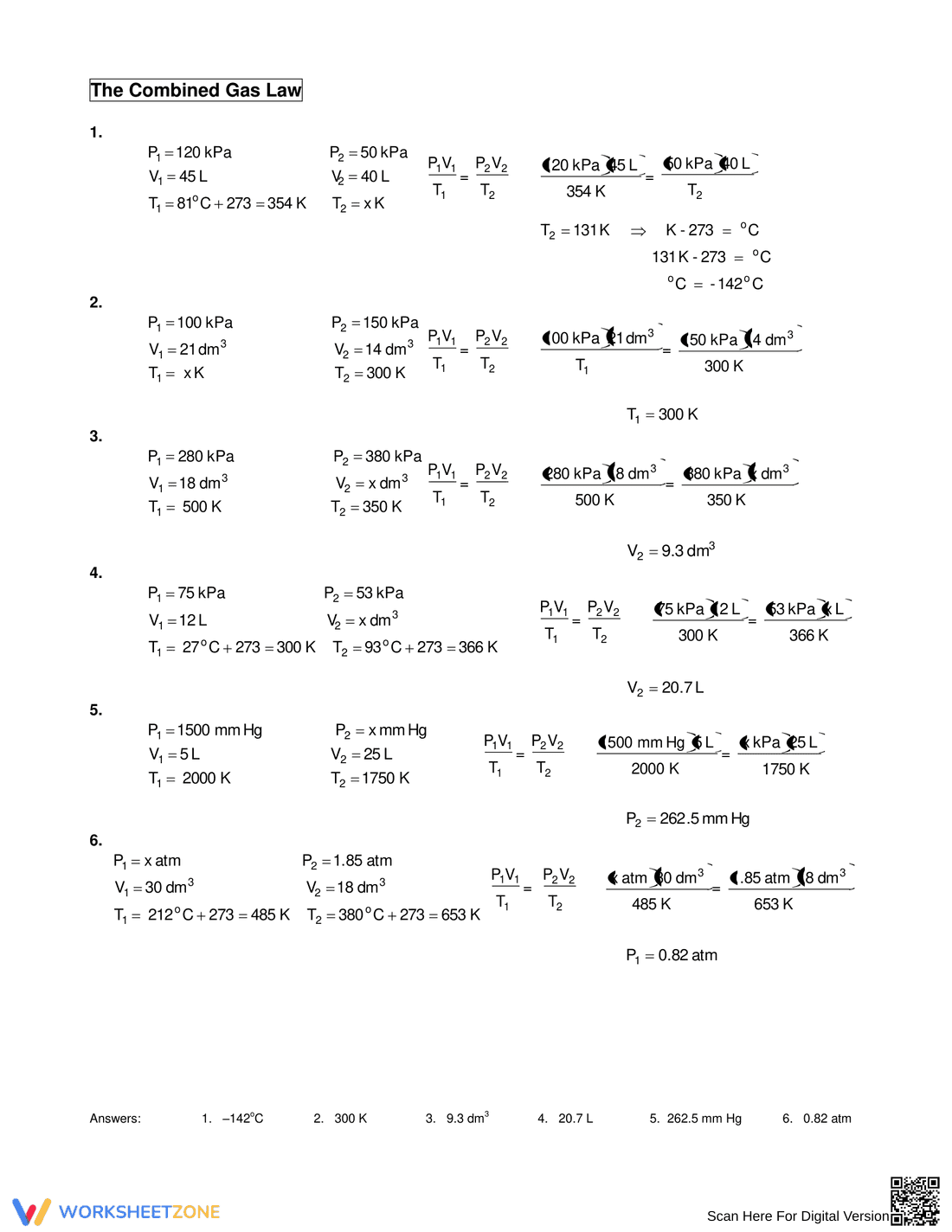 Chemistry: Combined Gas Law Practice - Page 3