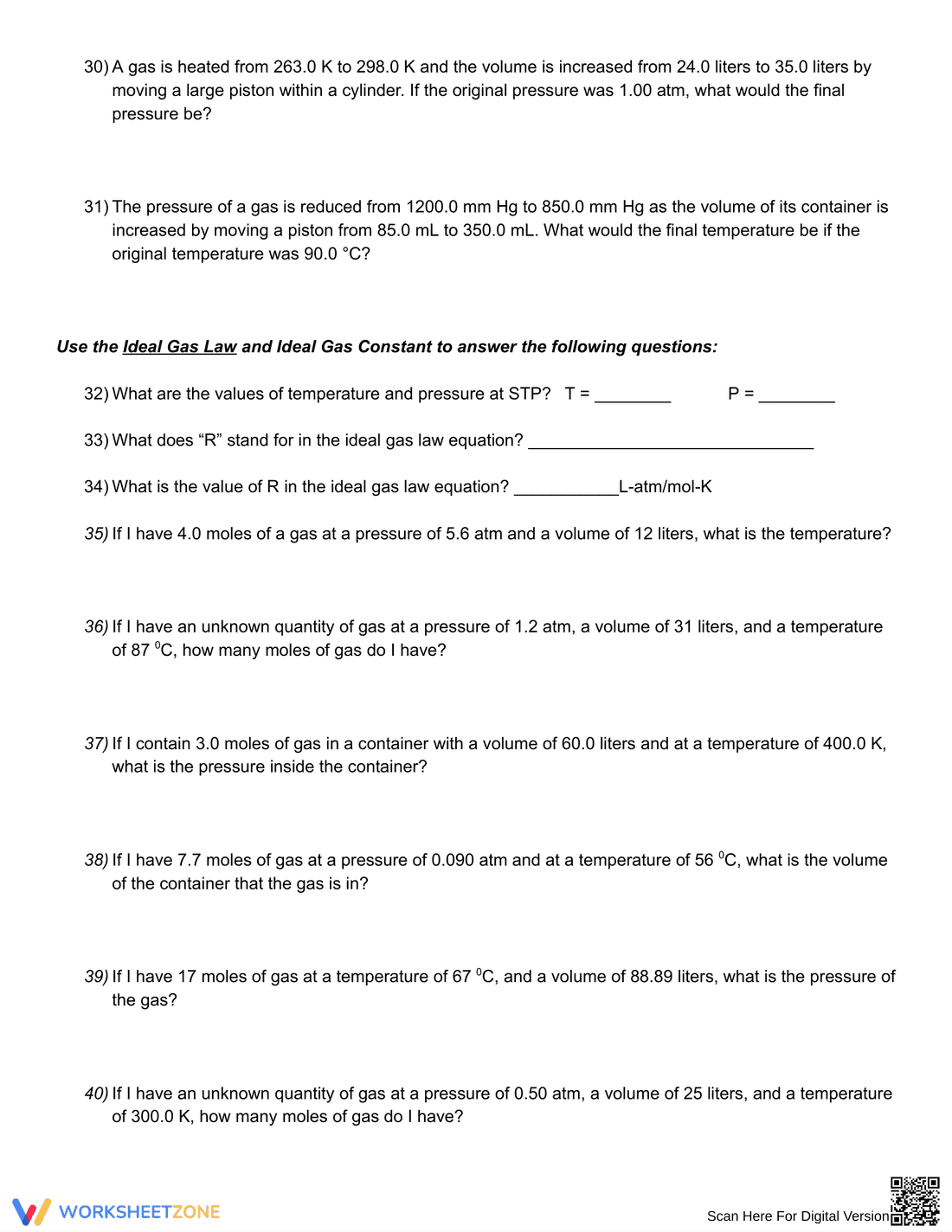 Practice with Gas Laws Worksheet - Page 2