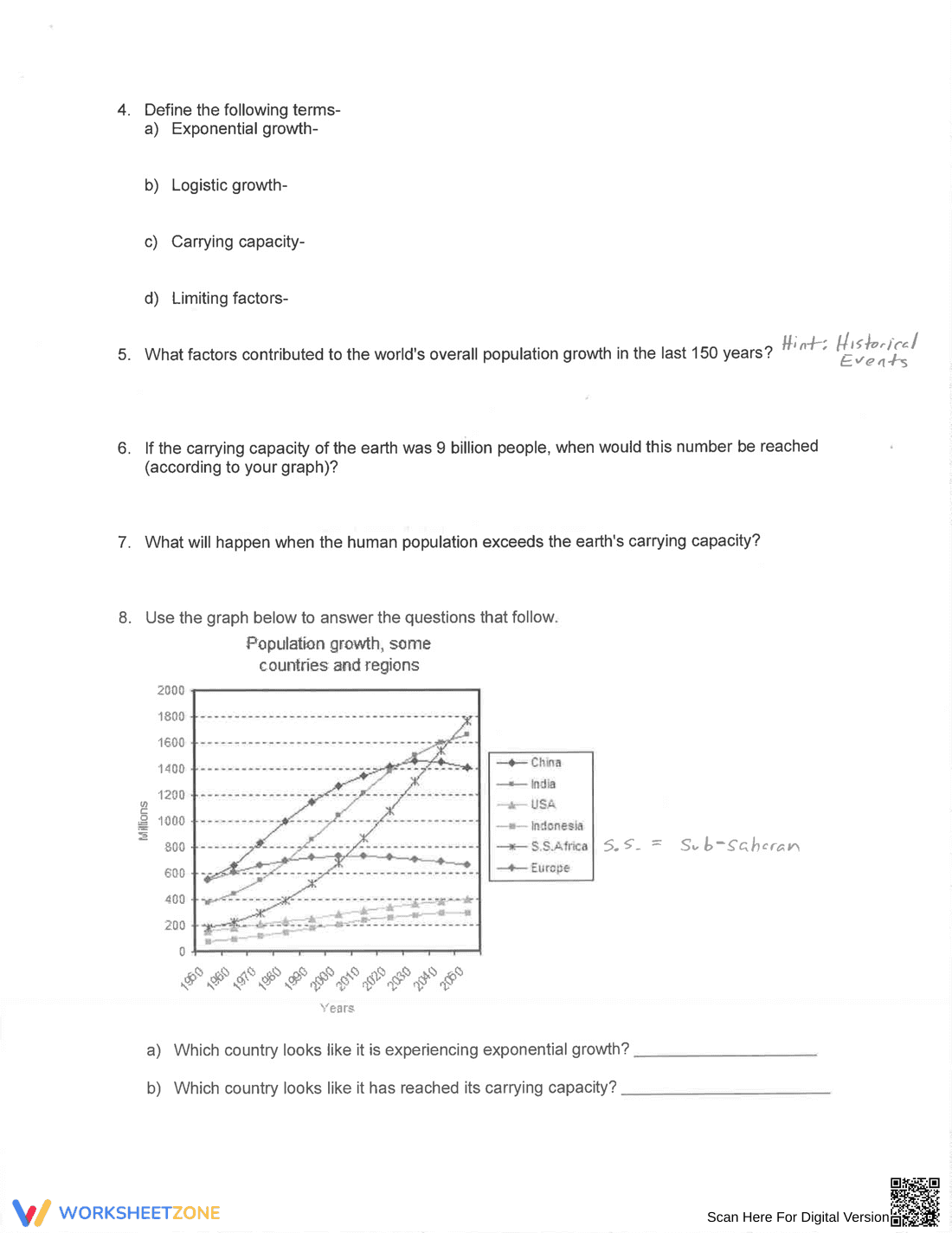 Updated Human Population Growth Worksheet - Page 3