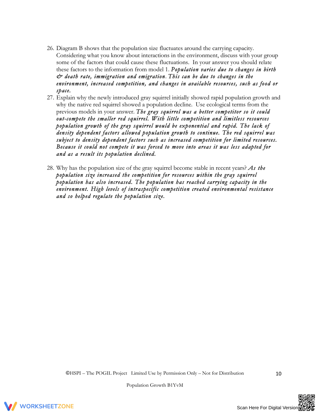 Natural Population Regulation Worksheet - Page 10
