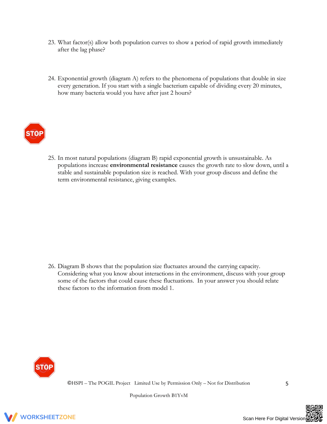 Natural Population Regulation Worksheet - Page 5