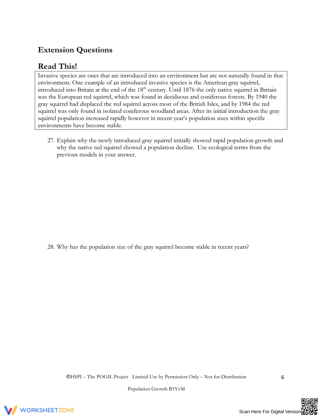 Natural Population Regulation Worksheet - Page 6