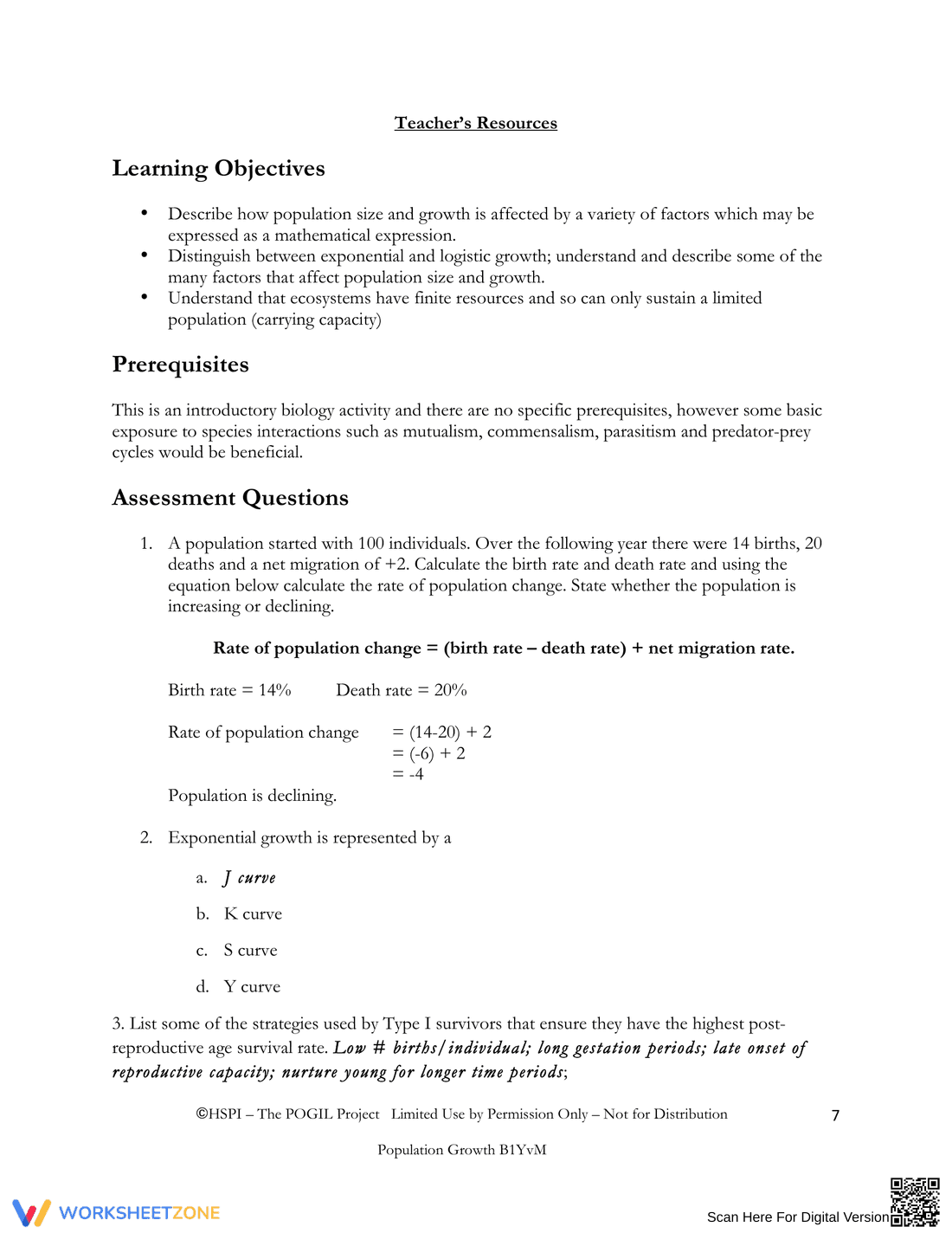 Natural Population Regulation Worksheet - Page 7