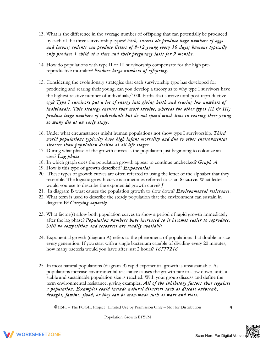 Natural Population Regulation Worksheet - Page 9