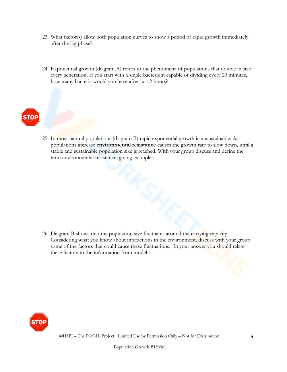 Natural Population Regulation Worksheet - Page 5