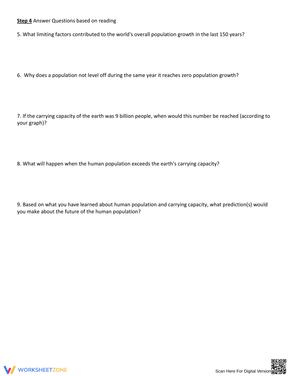 Human Population Growth and Carrying Capacity Worksheet - Page 2