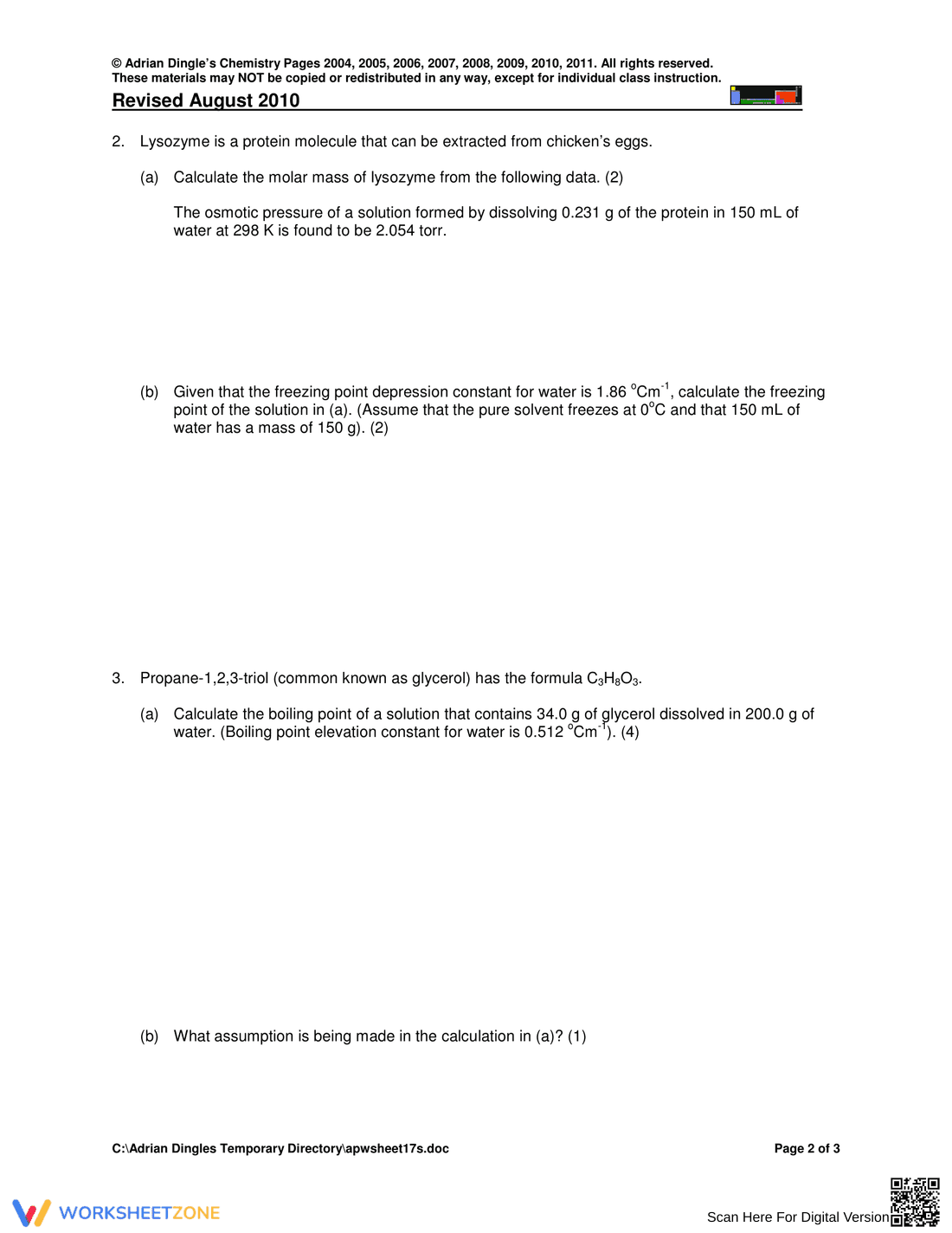 Colligative Properties Summary Worksheet - Page 2