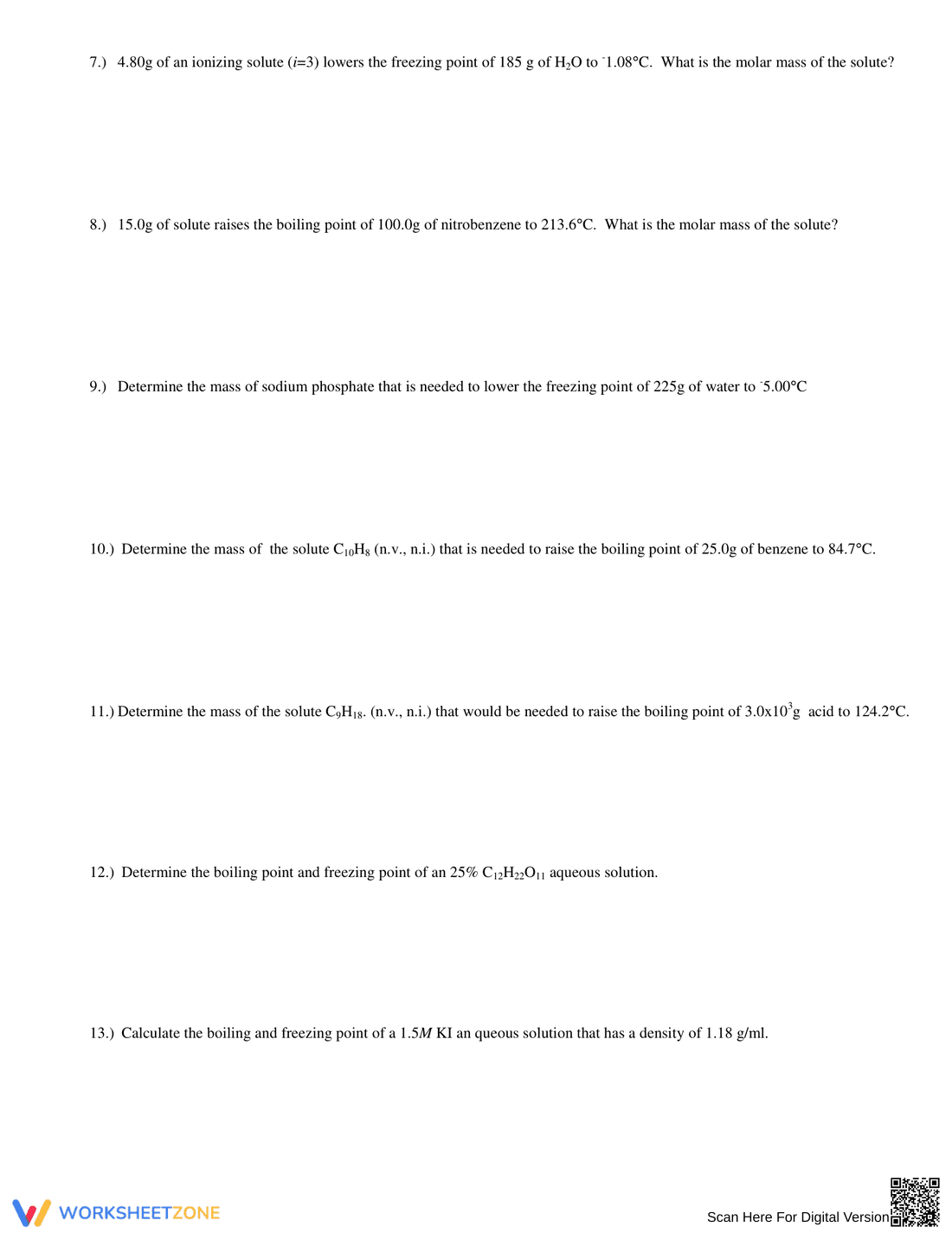 Comprehensive Colligative Properties Worksheet - Page 2