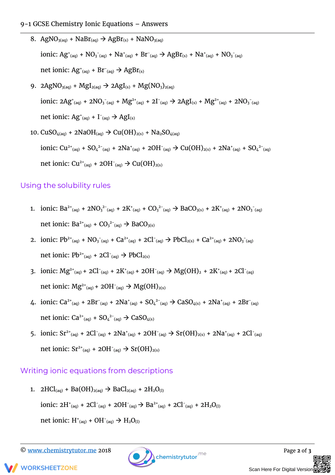Updated Ionic Equations Worksheet - Page 2