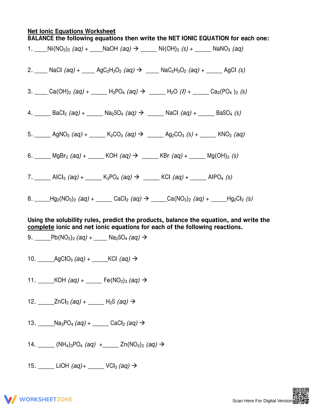 Writing Net Ionic Equations - Page 2