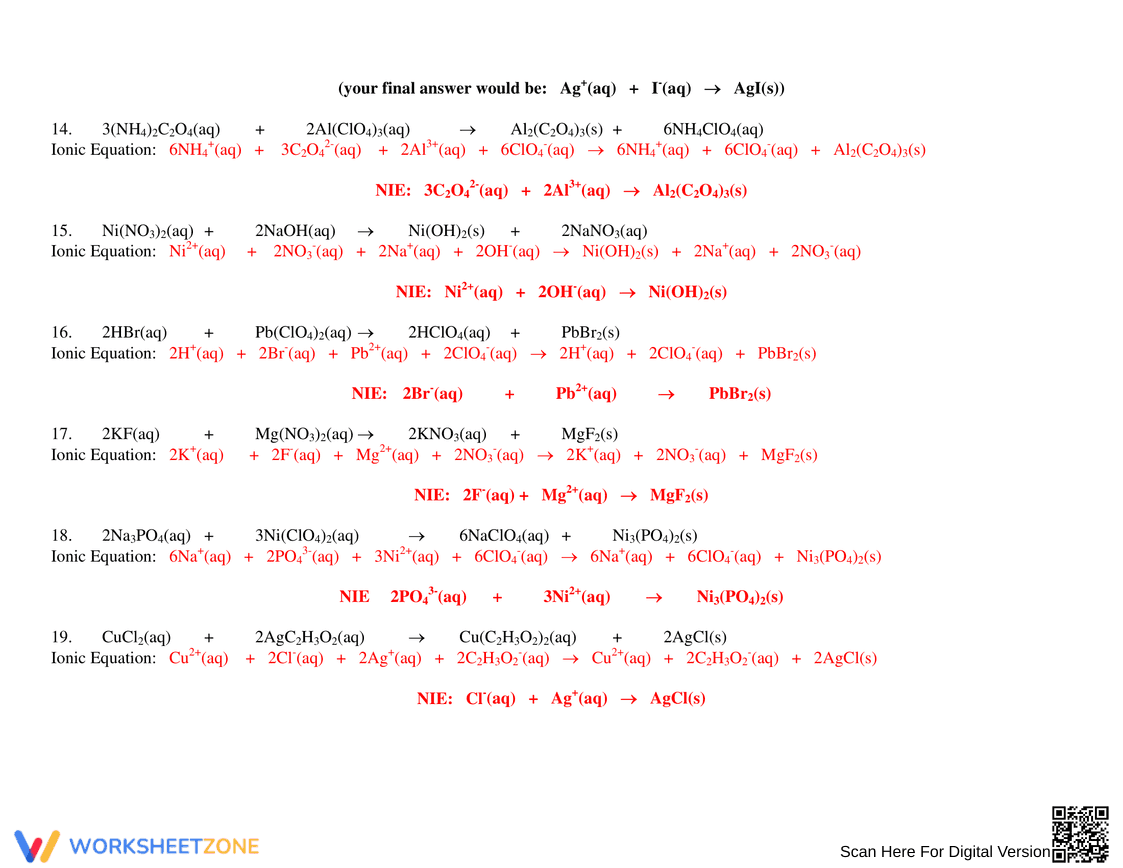 Net Ionic Equation Worksheet Answers - Page 3