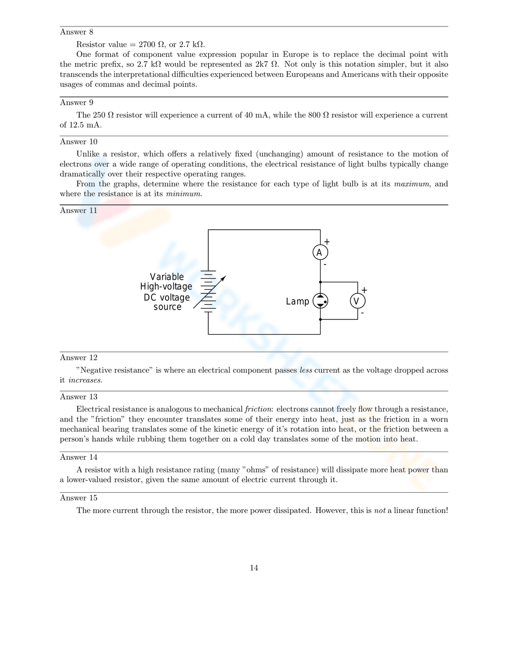 Ohm's Law Worksheet - Page 14