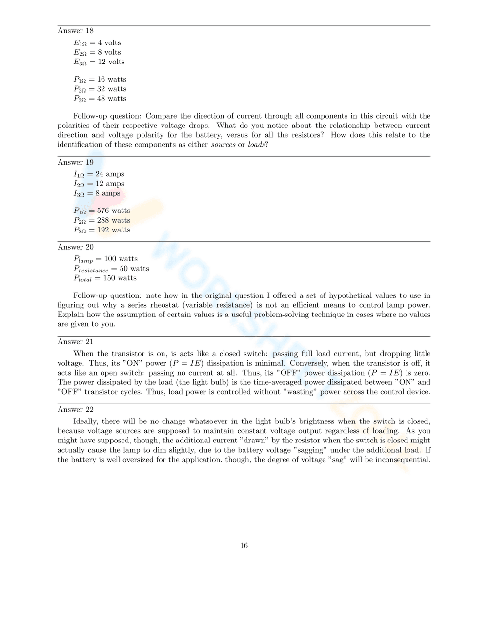 Ohm's Law Worksheet - Page 16