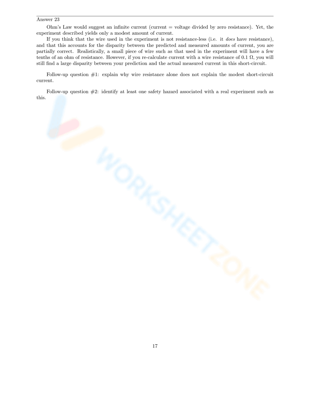 Ohm's Law Worksheet - Page 17