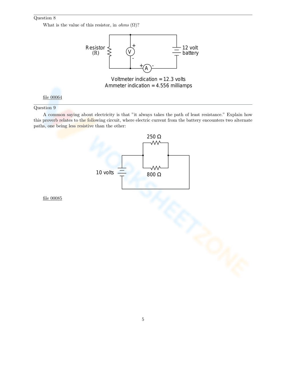 Ohm's Law Worksheet - Page 5