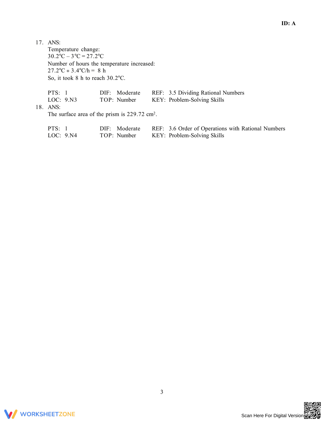Practice Test on Rational Numbers - Page 6