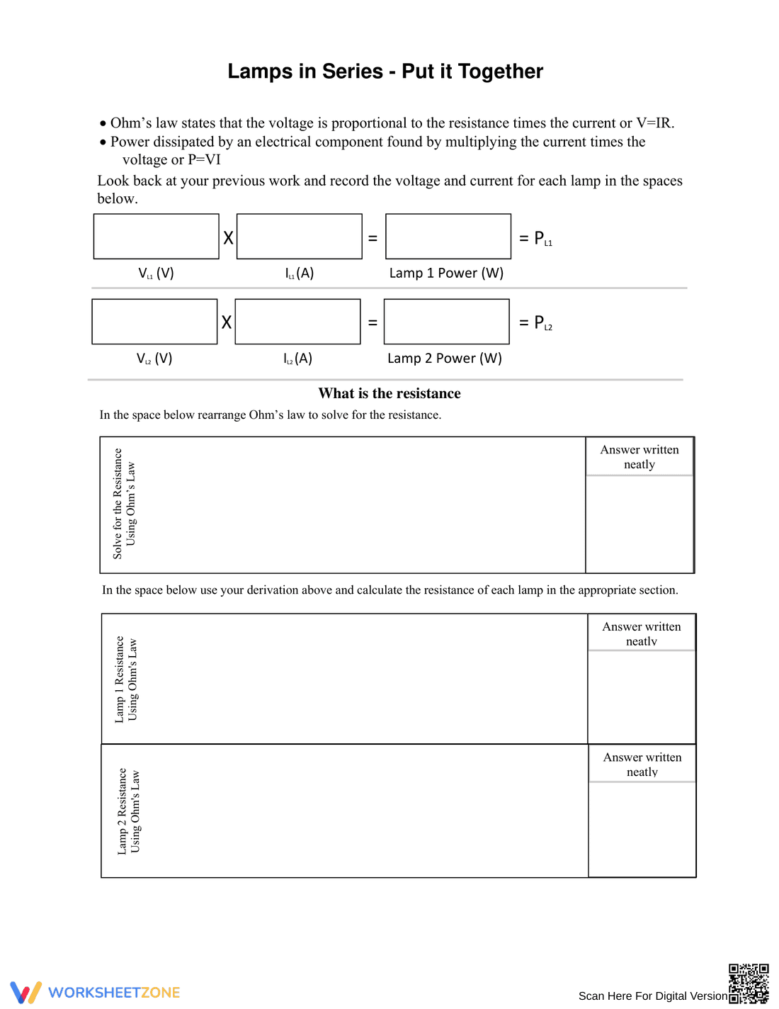 Ohm's Law Worksheet: Basic Circuits - Page 7