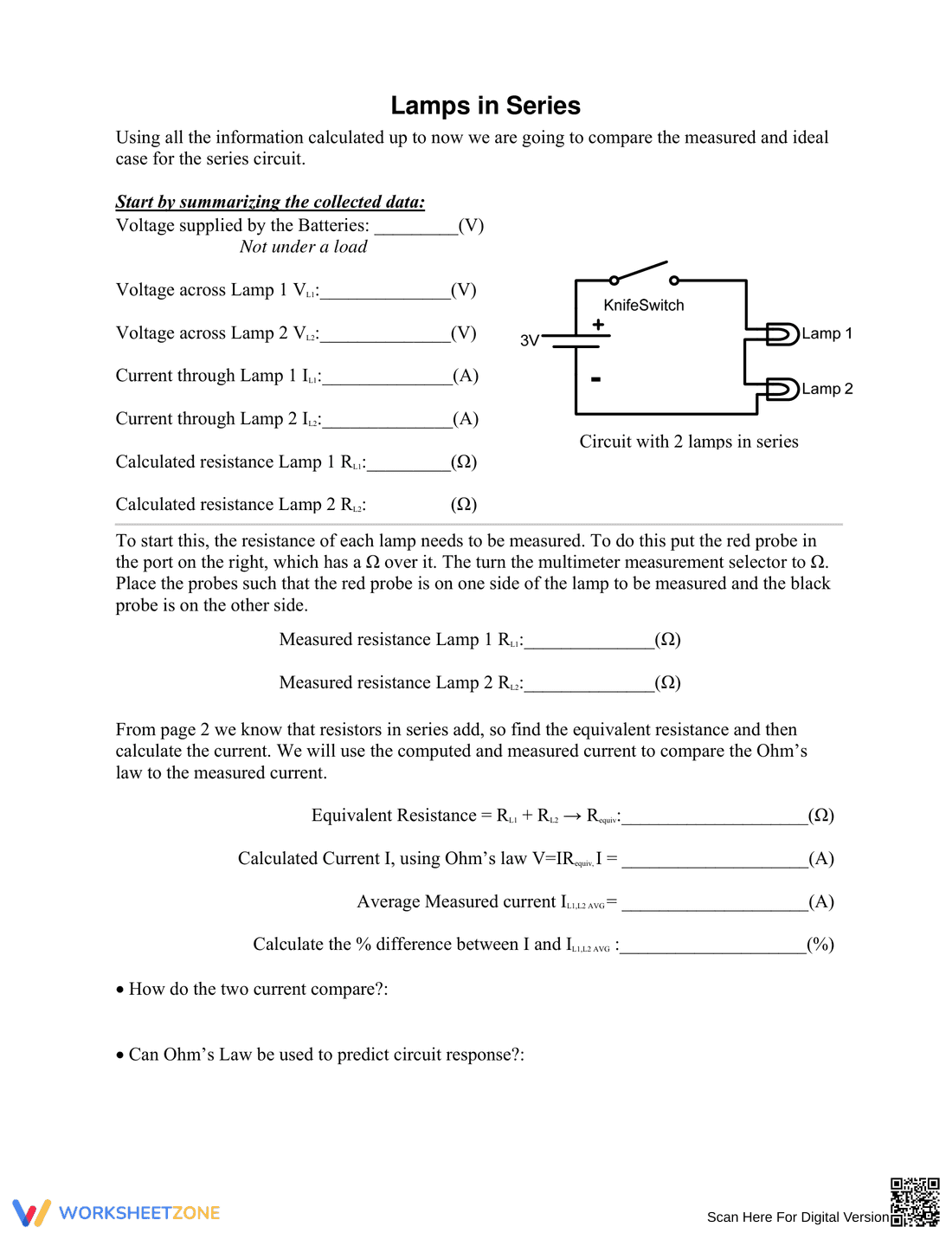 Ohm's Law Worksheet: Basic Circuits - Page 8