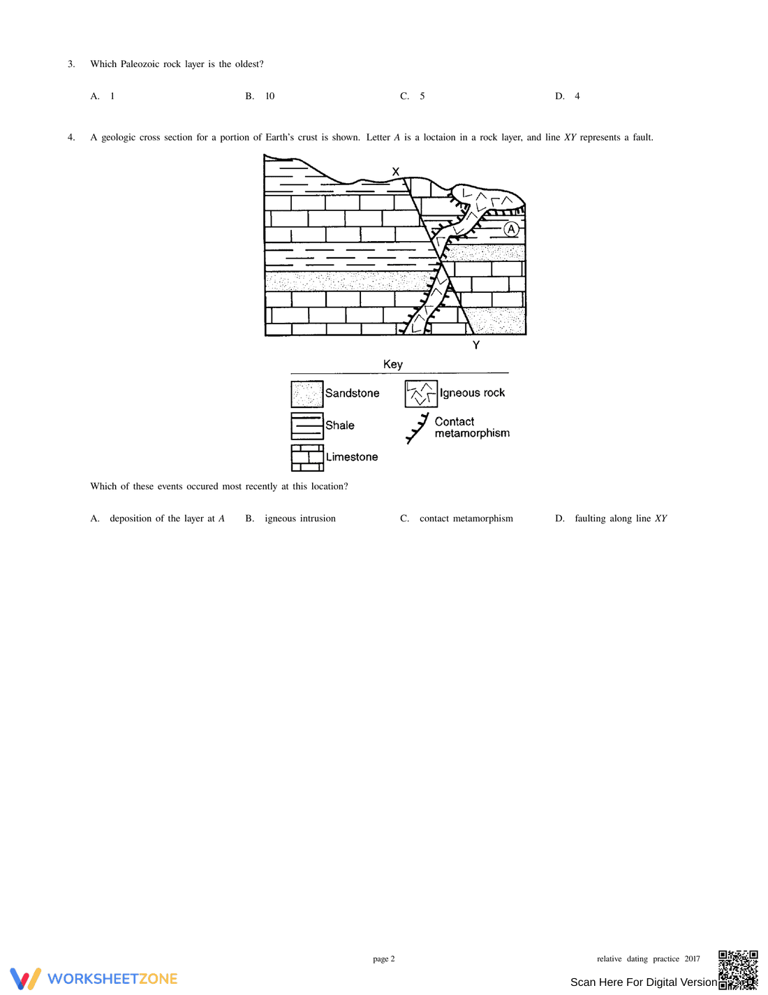 Relative Dating Practice Worksheet - Page 2
