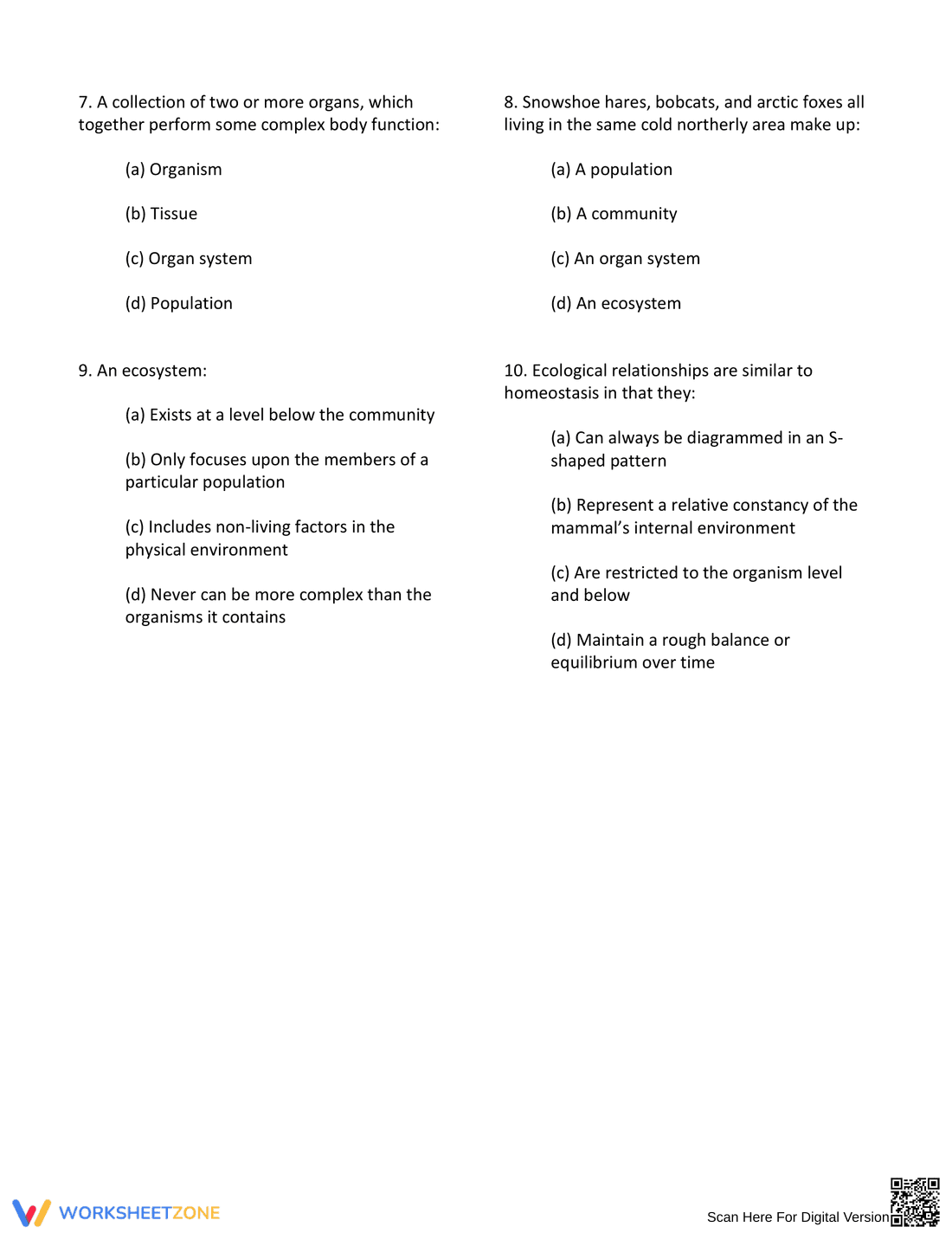 Essential Levels of Biological Organization Worksheet - Page 6