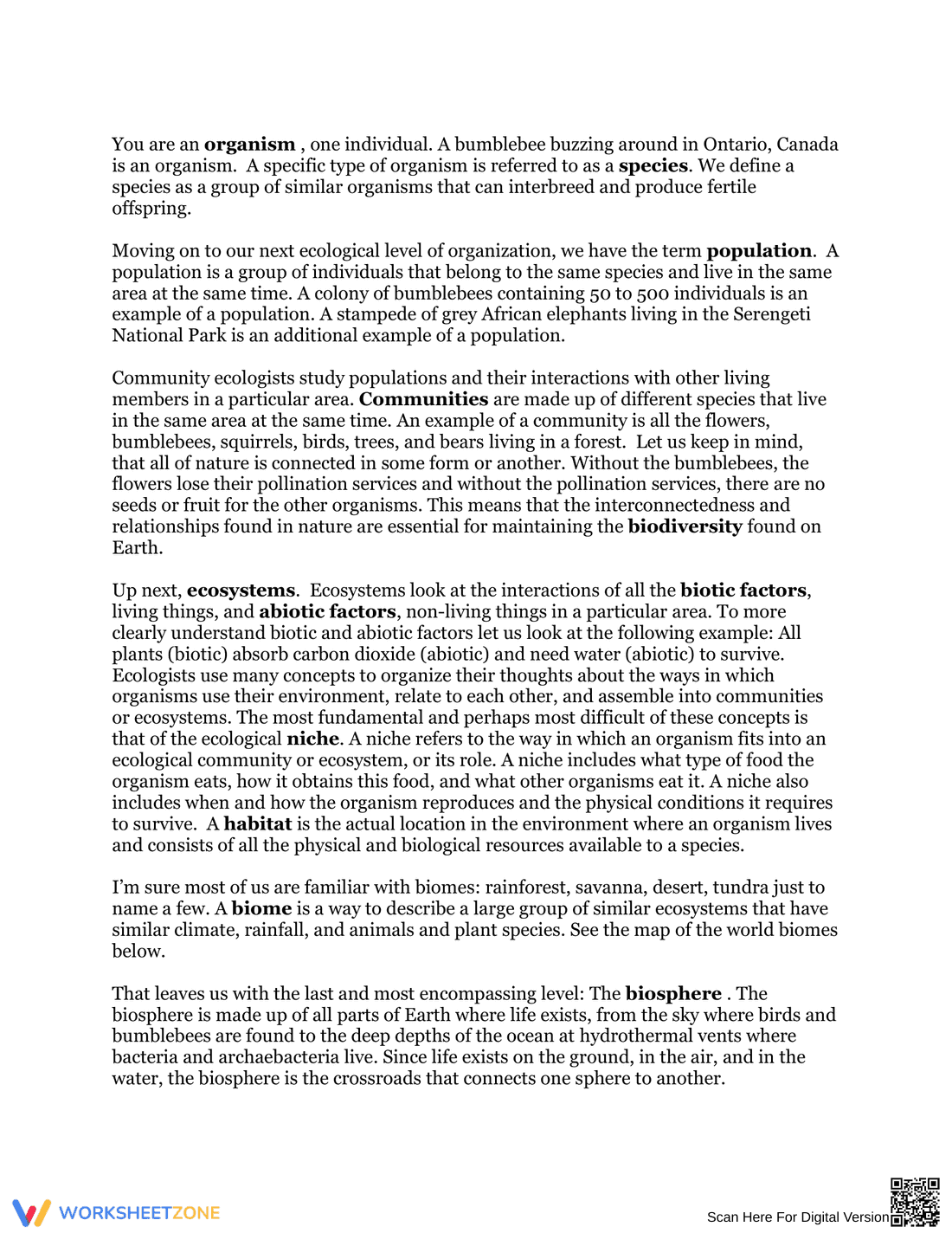 Levels of Organization Reading Worksheet - Page 2