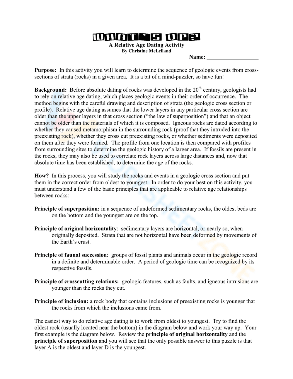 Updated Relative Dating Activity Worksheet - Page 3