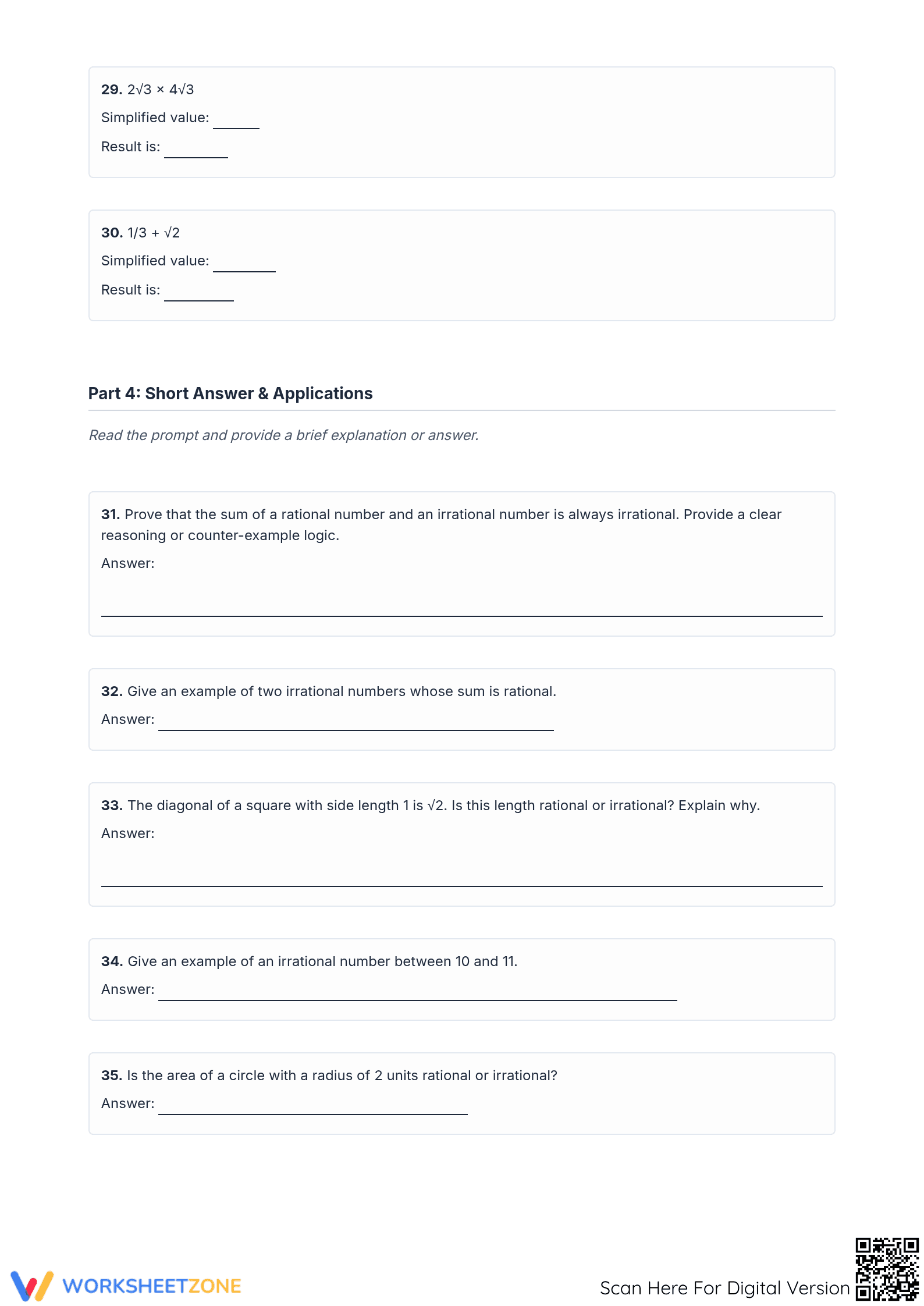 Rational & Irrational Numbers Worksheet | Grade 10 Essential - Page 5