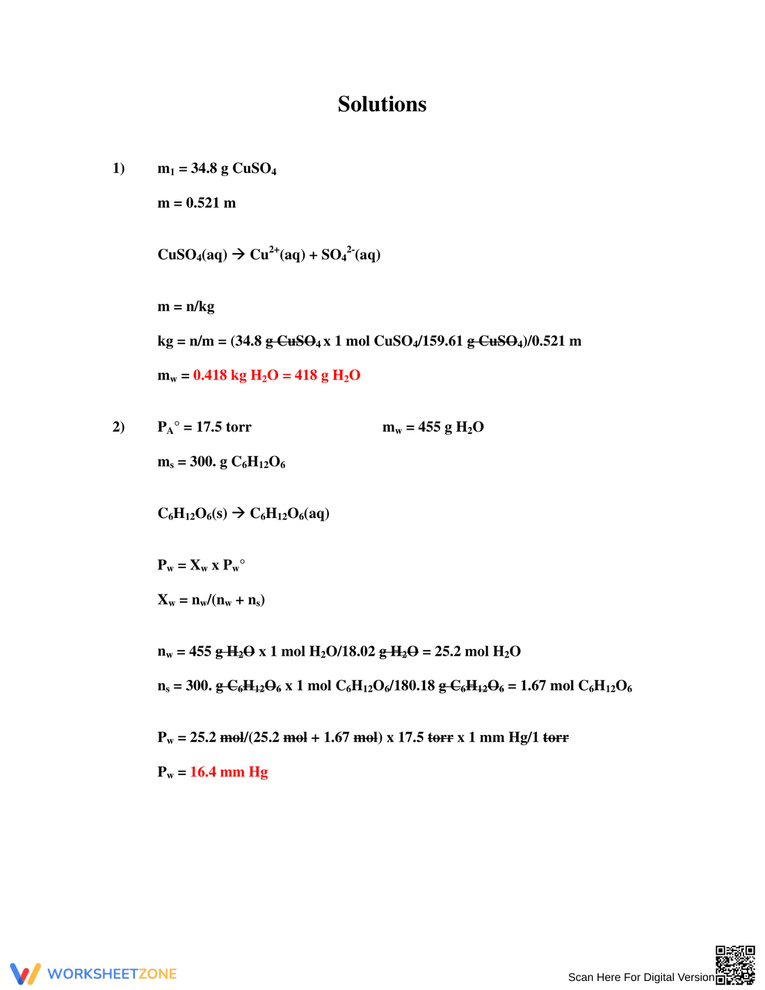 Colligative Properties Worksheet: Practice Problems - Page 2