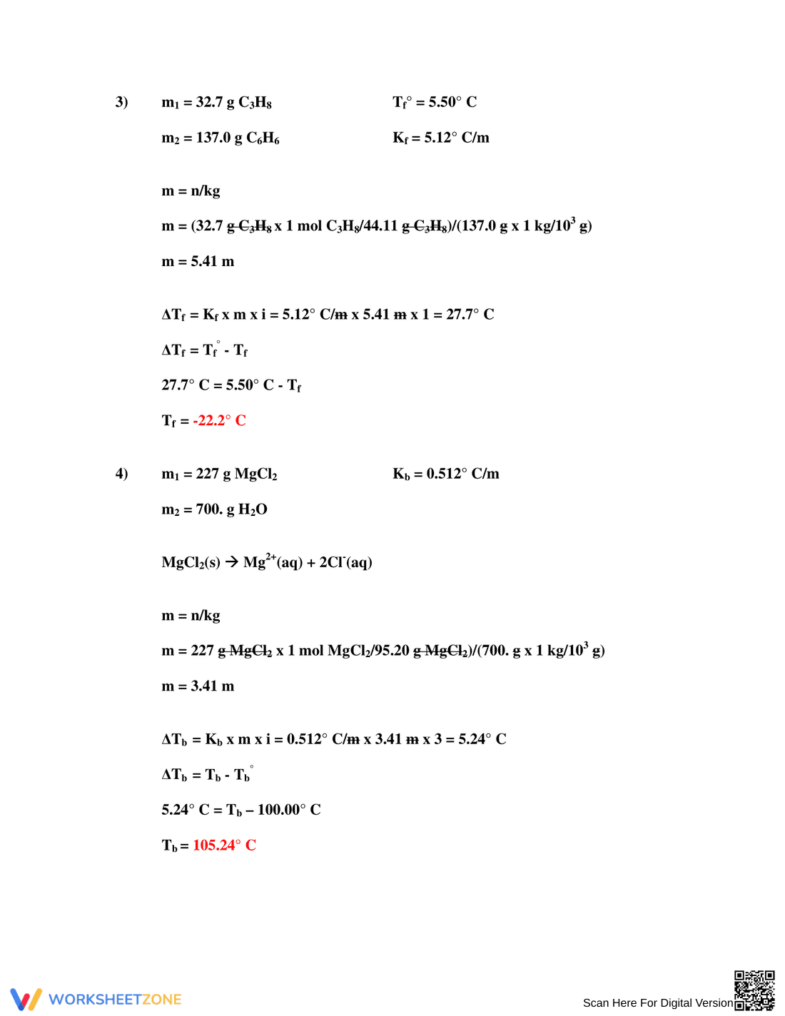 Colligative Properties Worksheet: Practice Problems - Page 3
