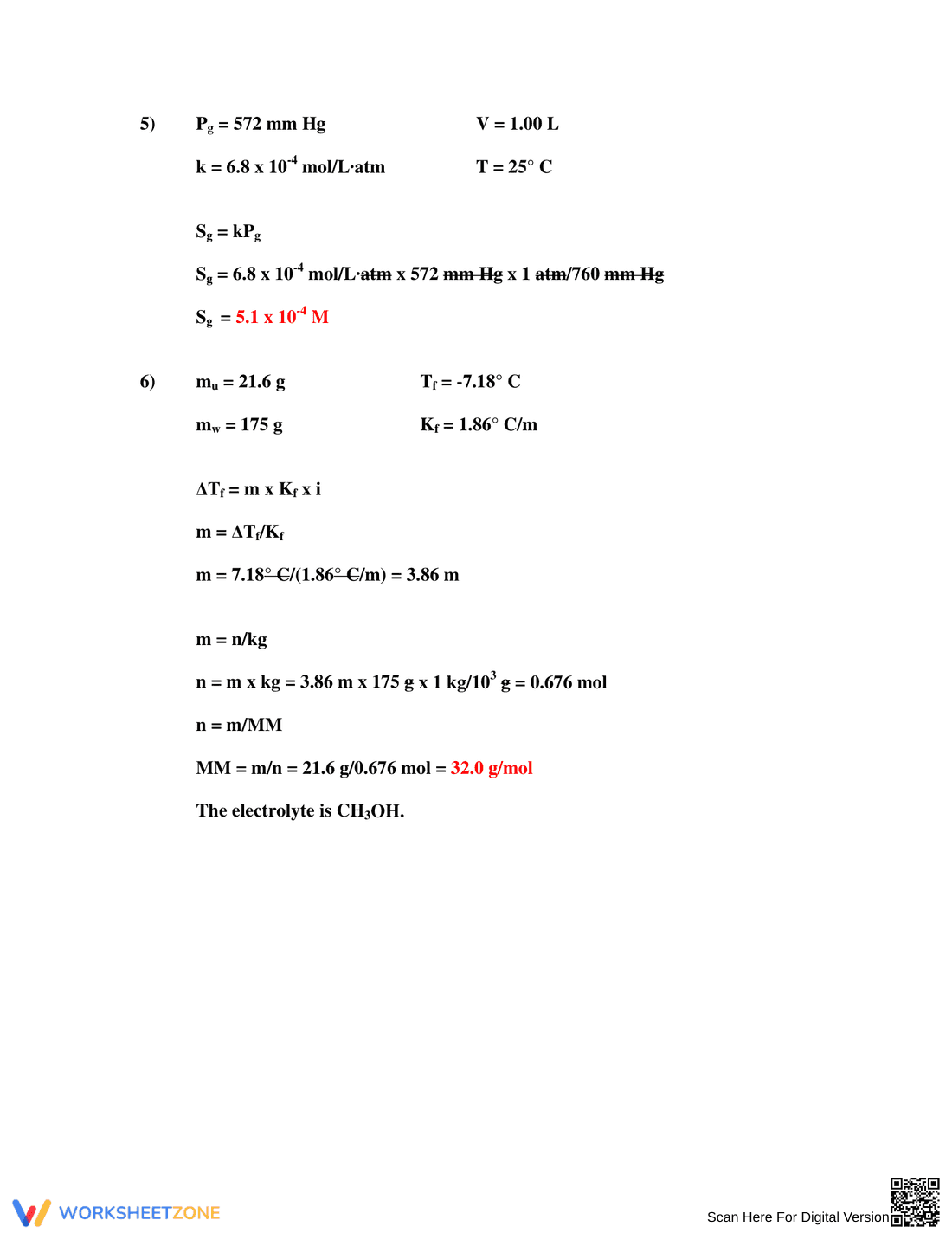 Colligative Properties Worksheet: Practice Problems - Page 4