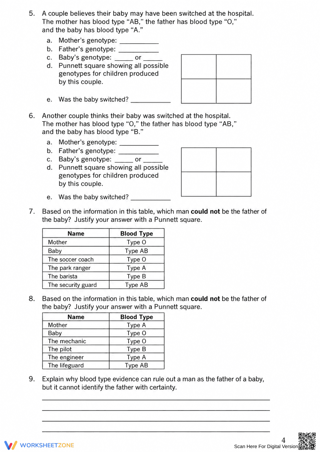 Printable Codominance Worksheet | Grade 9-10 Biology - Page 4