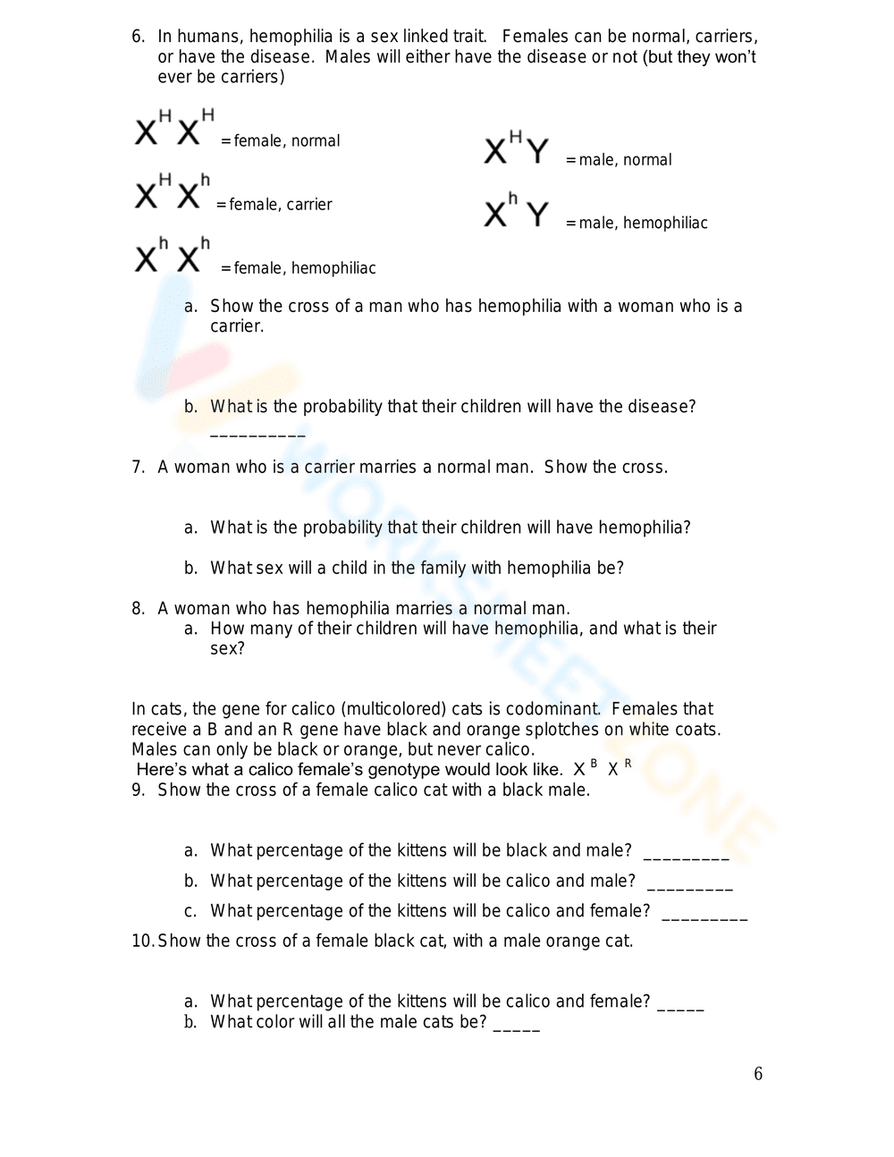 Printable Codominance Worksheet | Grade 9-10 Biology - Page 6