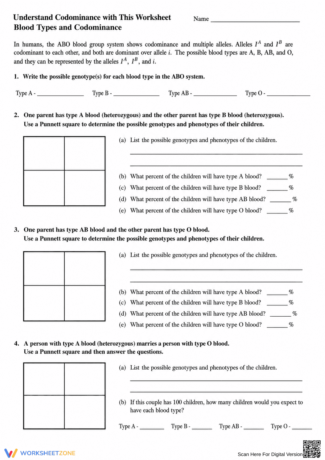 Codominance & Blood Types Worksheet | Grade 9 Printable - Page 3