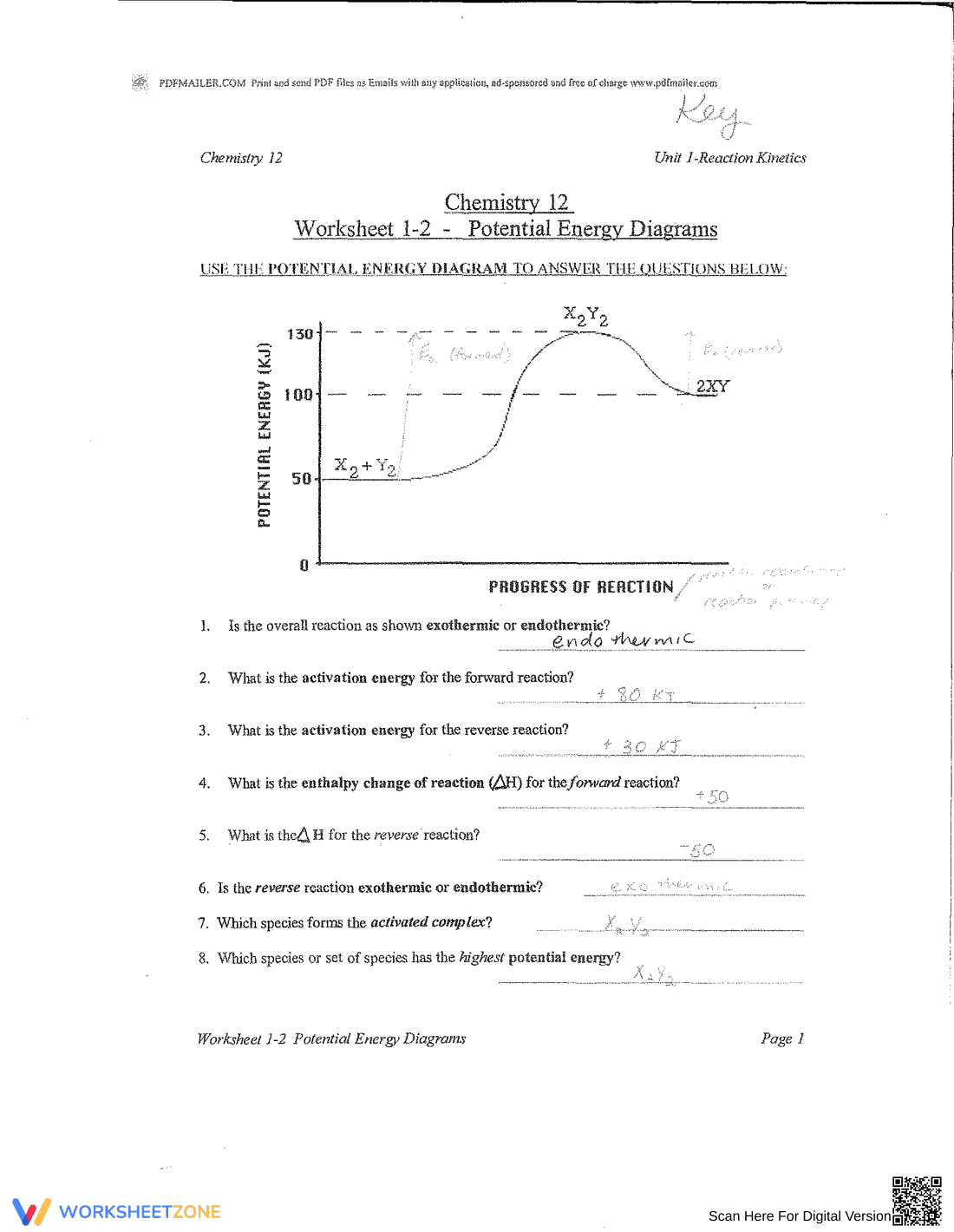 Practice Potential Energy Diagrams: Chemistry Worksheet - Page 5