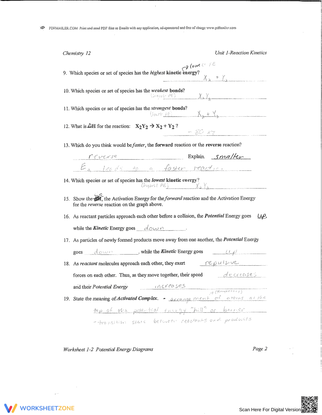 Practice Potential Energy Diagrams: Chemistry Worksheet - Page 6